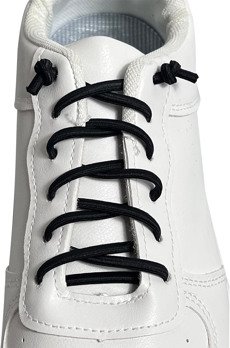 2 Pairs Elastic No Tie Shoelaces for Sneakers, One Size Fits Adults Kids Shoes, Stretch Tieless Shoes Strings
