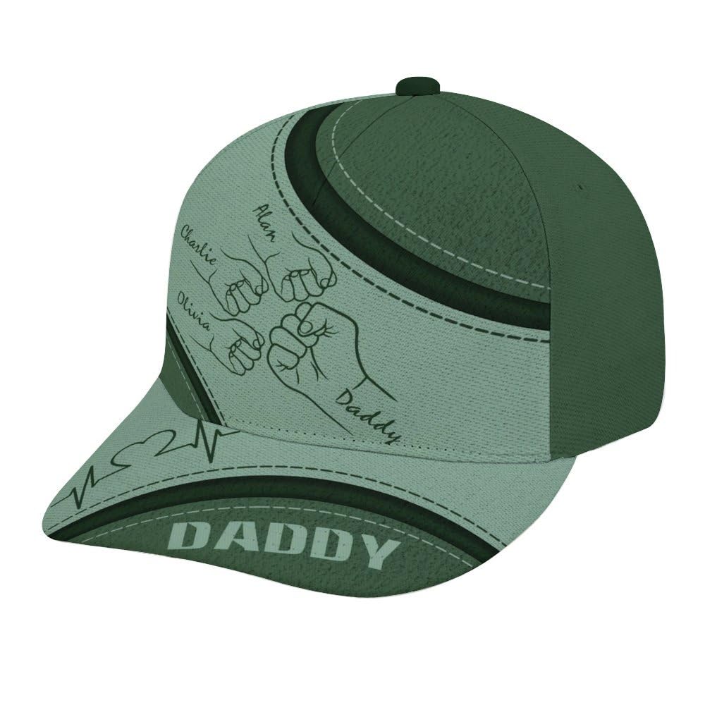 Personalized Dad Hats with Name, Fist Bump Daddy Grandpa Cap from Kids, Dad Cap, Custom Dad Gifts for Fathers Day