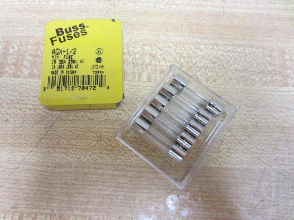 AGX-1/2 | BK-AGX-1-2 | BUSSMANN SMALL DIMENSION FUSE FAST ACTING | Pack of 5