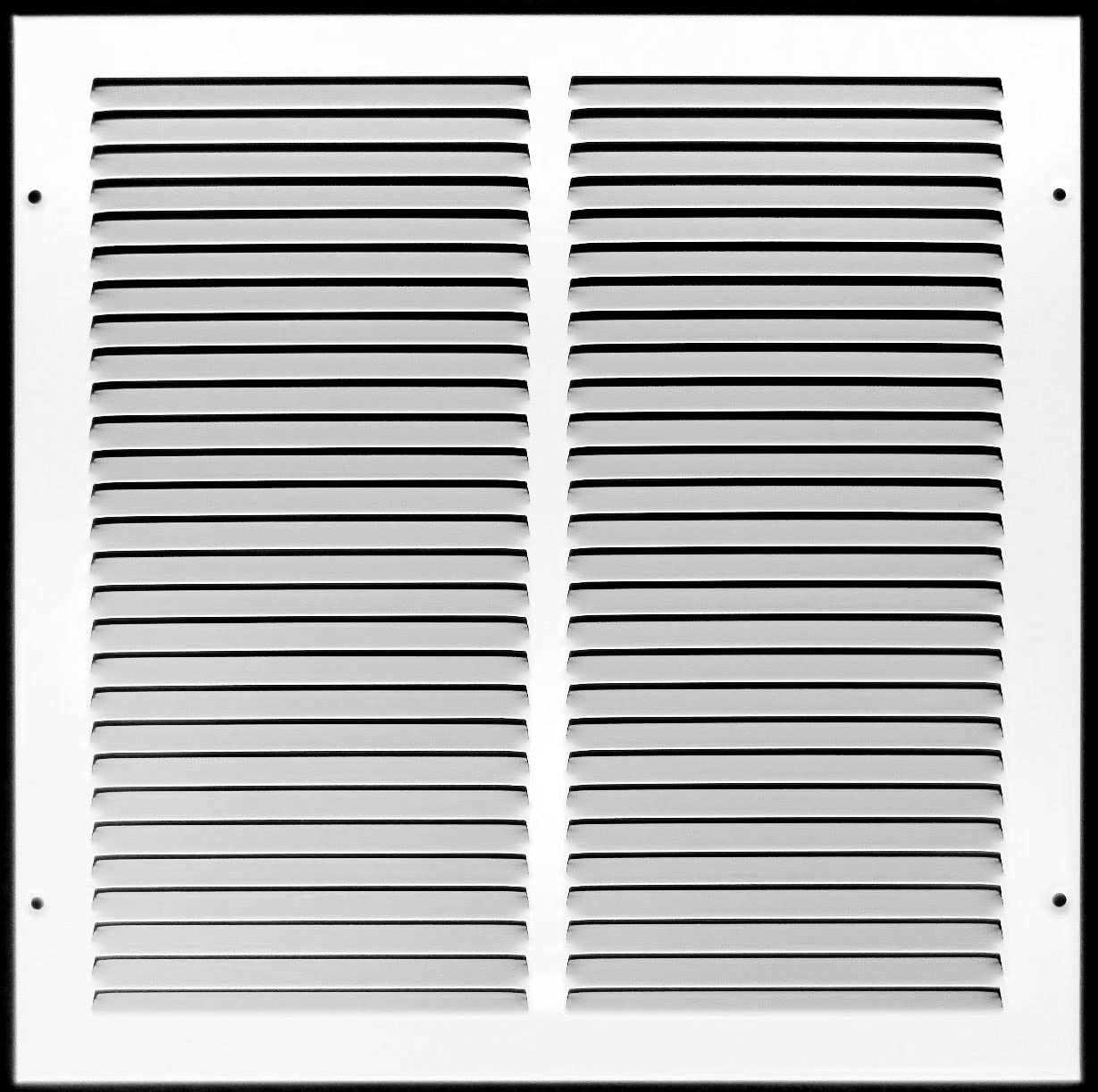 14'' x 8'' [Duct Opening] Flat Stamped Steel Return Air Grille by - Sidewall and Ceiling - HVAC Premium Vent Duct Cover - White [Overall Dimensions: 15.75''w X 9.75''h] — view 56