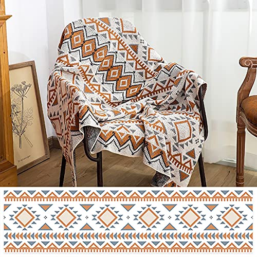 Domoku Navajo Throw Blanket, Boho Knitted Tassel Vintage Throw Blankets, Soft Lightweight Farmhouse Decorative ?Throw Blanket For Sofa Couch Bed And Living Room- All Seasons (50X60 Inch) #TOP1