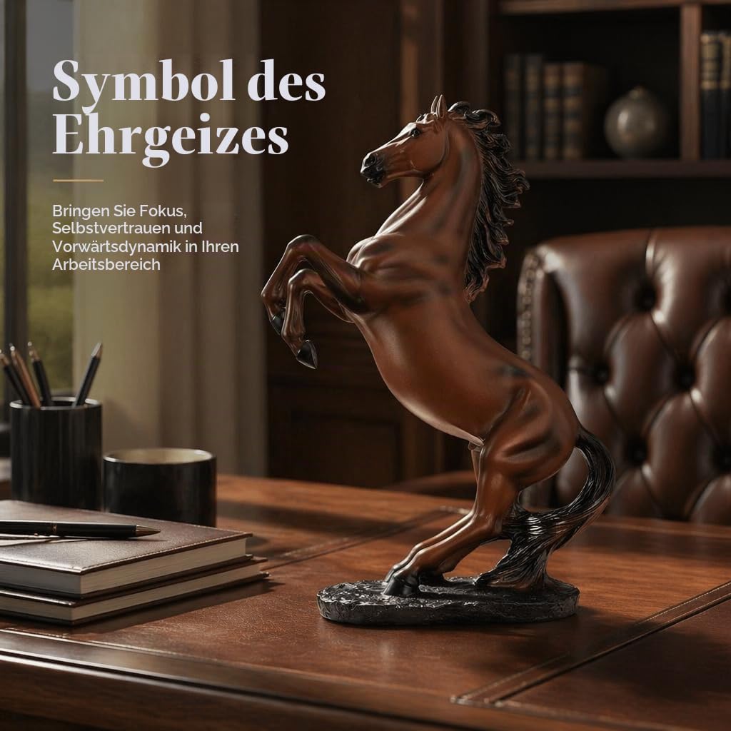 stehende Pferde‑Statue, Harz‑Pferdeskulptur, 36,1 cm hohe Tierfigur für Wohnzimmer, Büro, Bücherregal und Tischdekoration