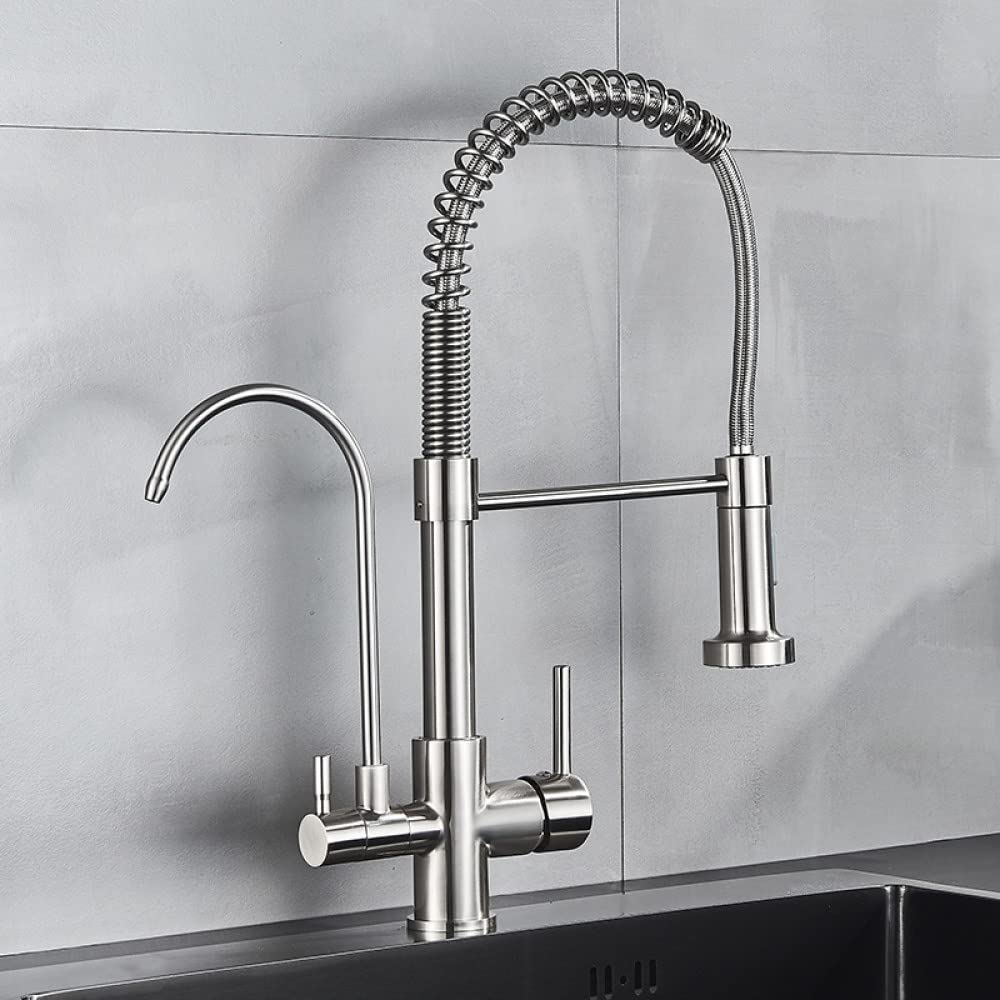Robinet filtré en nickel brossé mitigeur cuisine eau pure chaude froide