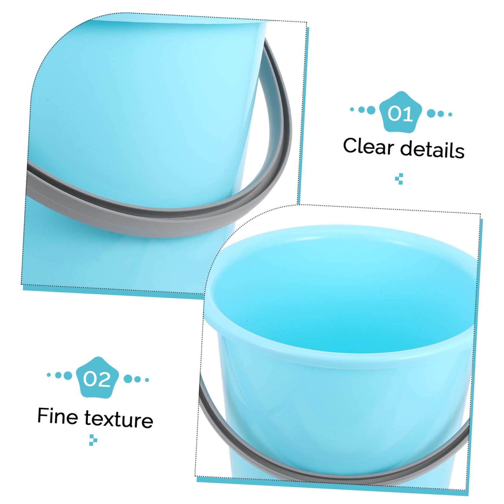 Seau d'eau Portable Carré 18 Moyen en Plastique Bleu Mer