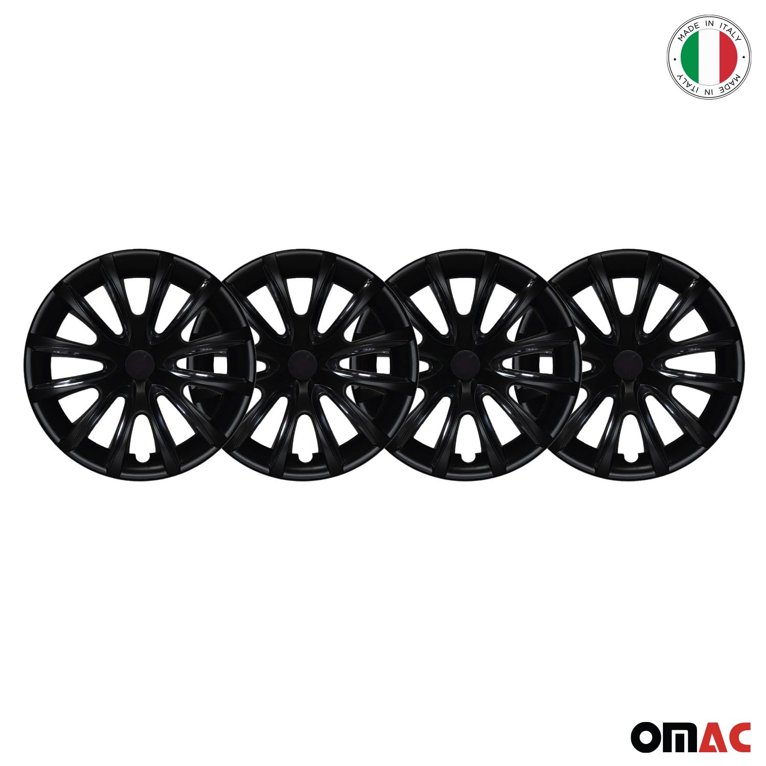 OMAC 4X Radkappen Radzierblenden Radblenden 16" Zoll Stahlfelgen Matt Schwarz-Schwarz
