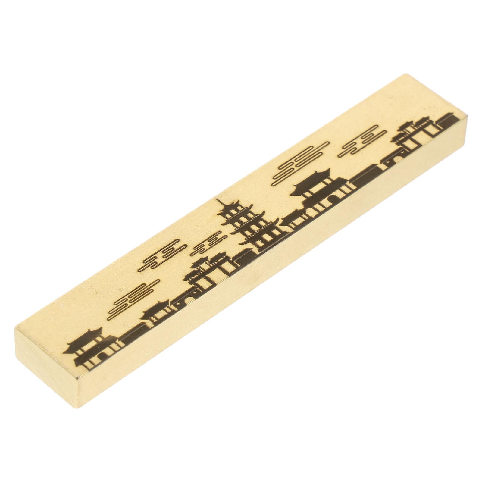 Pisapapeles de caligrafía de latón macizo esculpido con acabado artesanal dorado rectangular 8