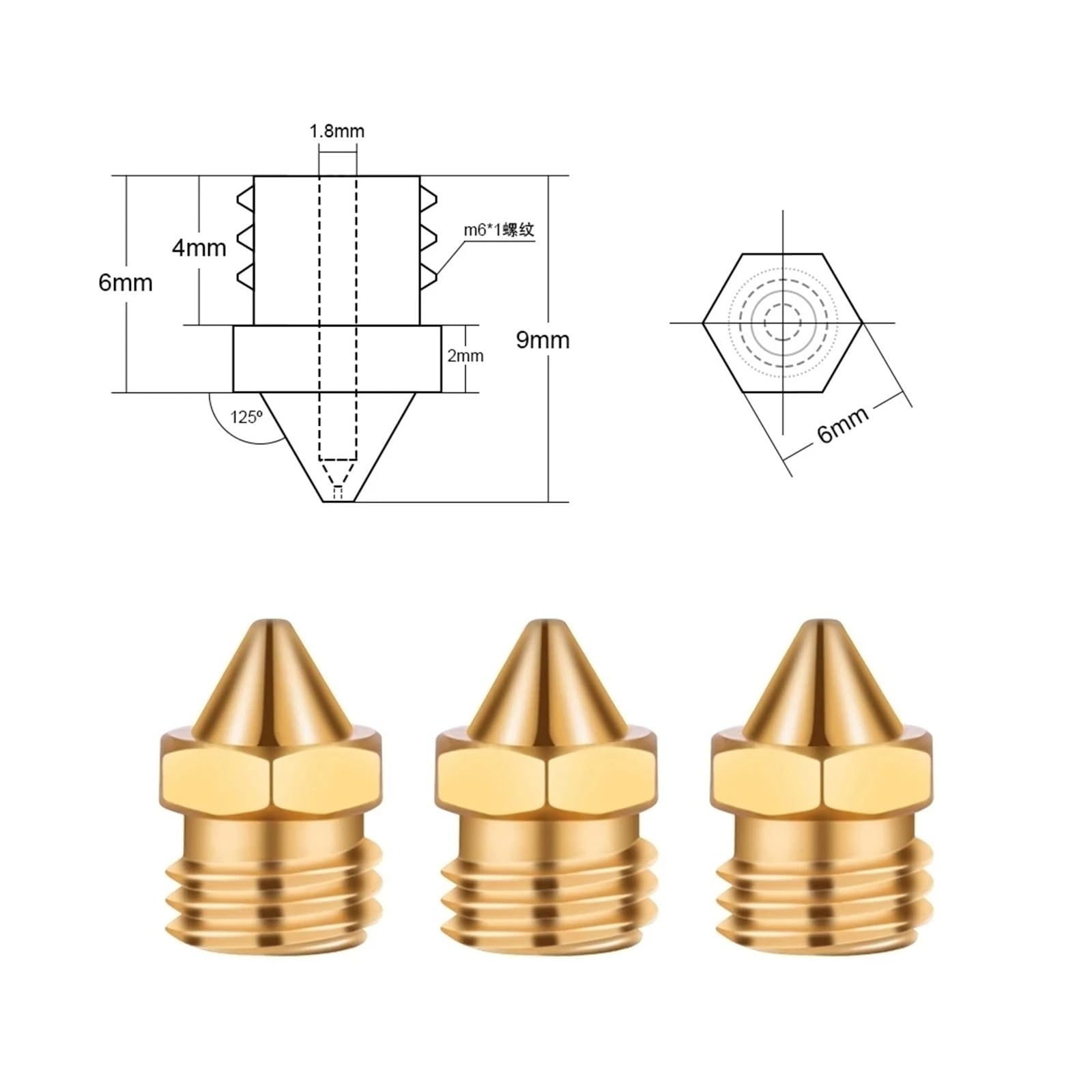 Messing-Extruderdüse, kompatibel mit Creality, CR-X Hotend | 0,4/0,6/0,8mm Düse für 3D-Drucker-Hotenddruck und Extruder-Ersatz(5pcs,0.4mm)
