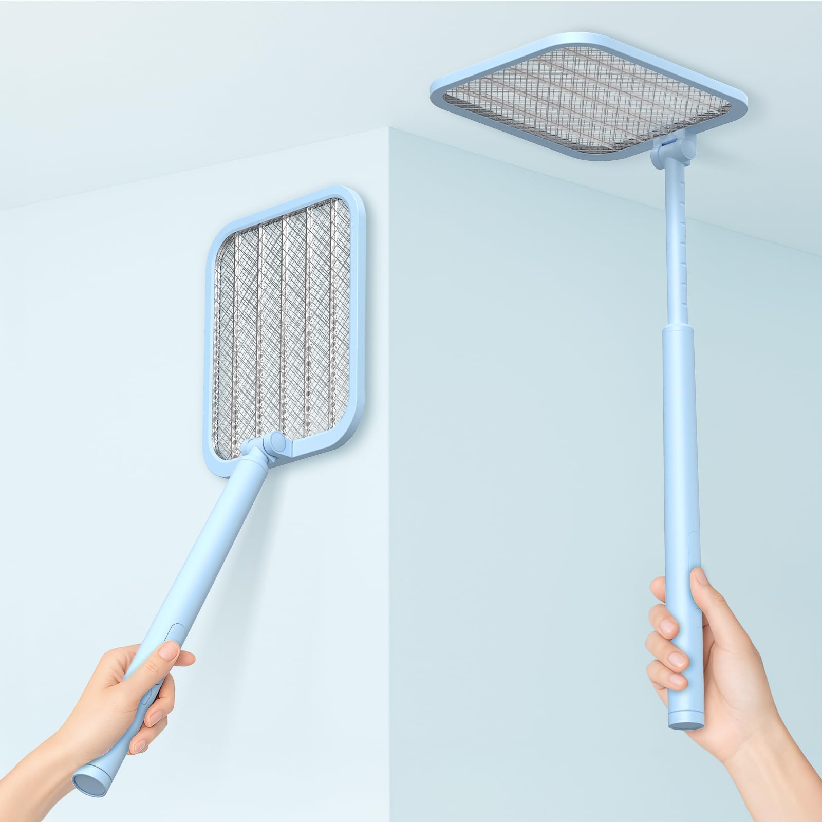 2025 New Foldable Mosquito Killer Racket with UV Light,Made in India,12 Months Warranty,1200mAh Rechargeable Mosquito Bat with Base Stand, Extendable Electric Fly Swatter Up to 78CM