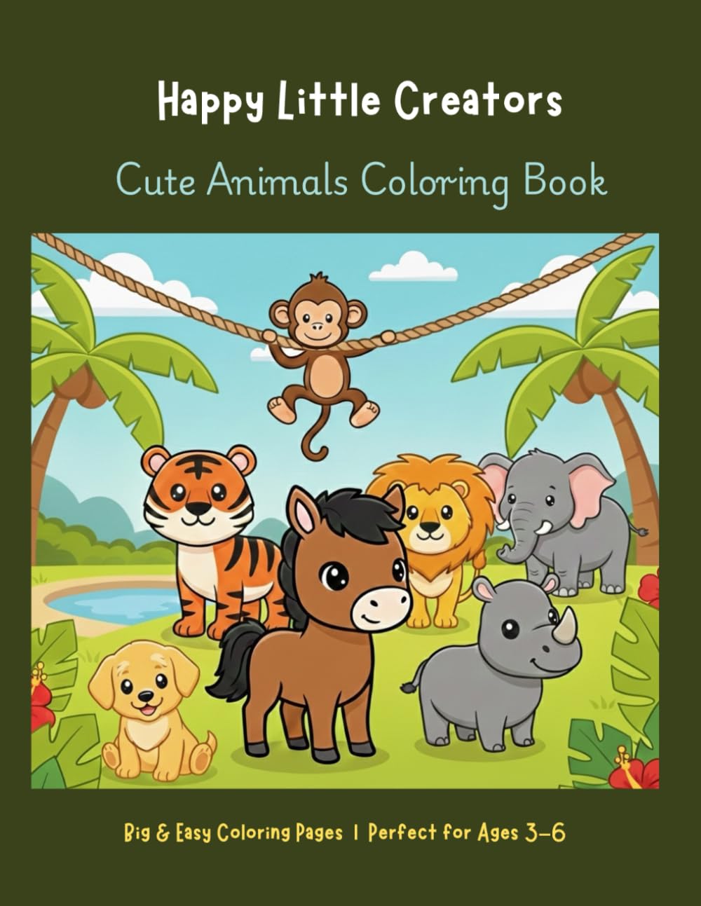Happy Little Creators: Cute Animals Coloring Book