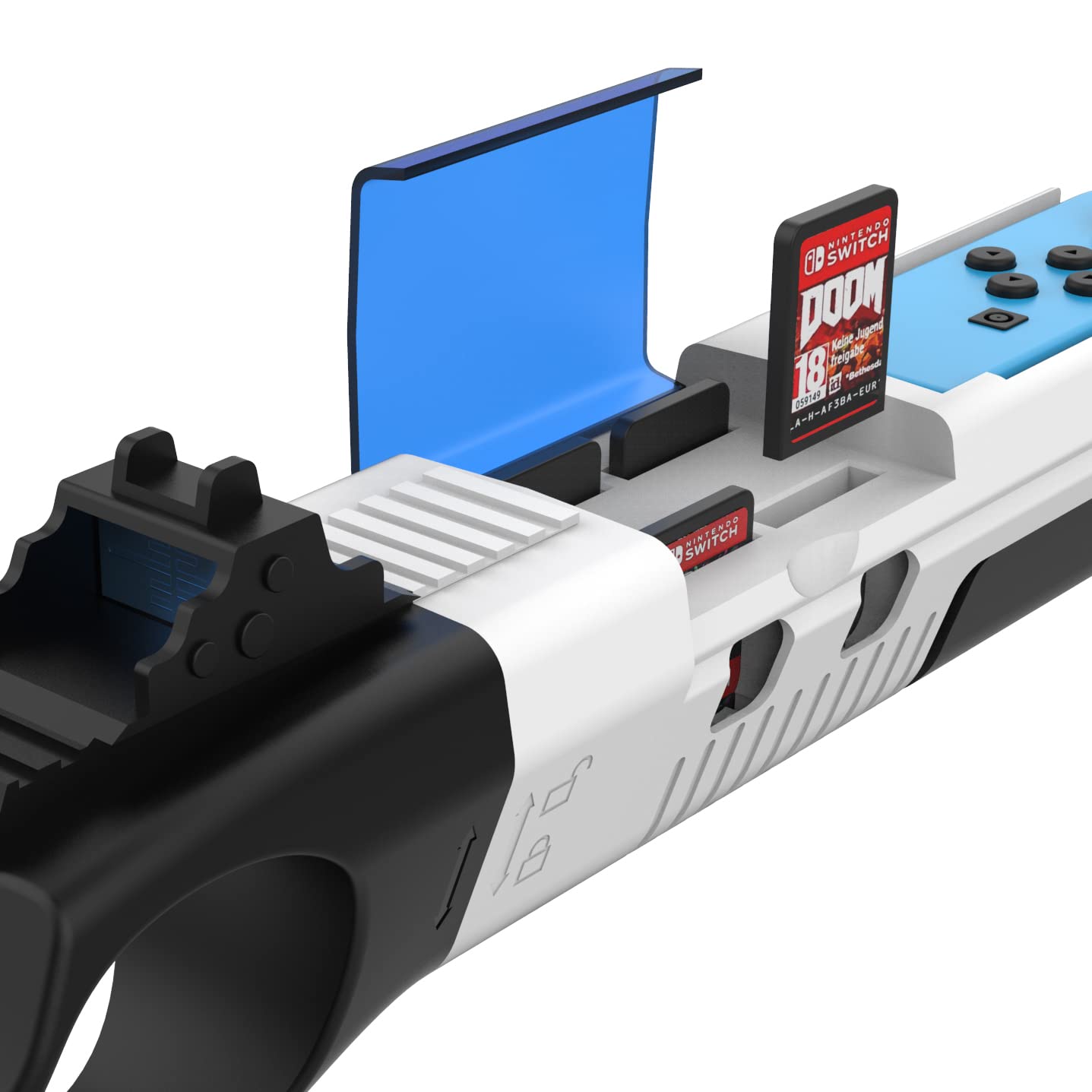 GH Joy con Gun Controller for Nintendo Switch 1 (OLED) Shooting Games, Resident Evil, Cabela's, Sniper Elite, Doom, Hunting Simulator, Wolfenstein, Payday, Joycon Gun Grip White - Image 4