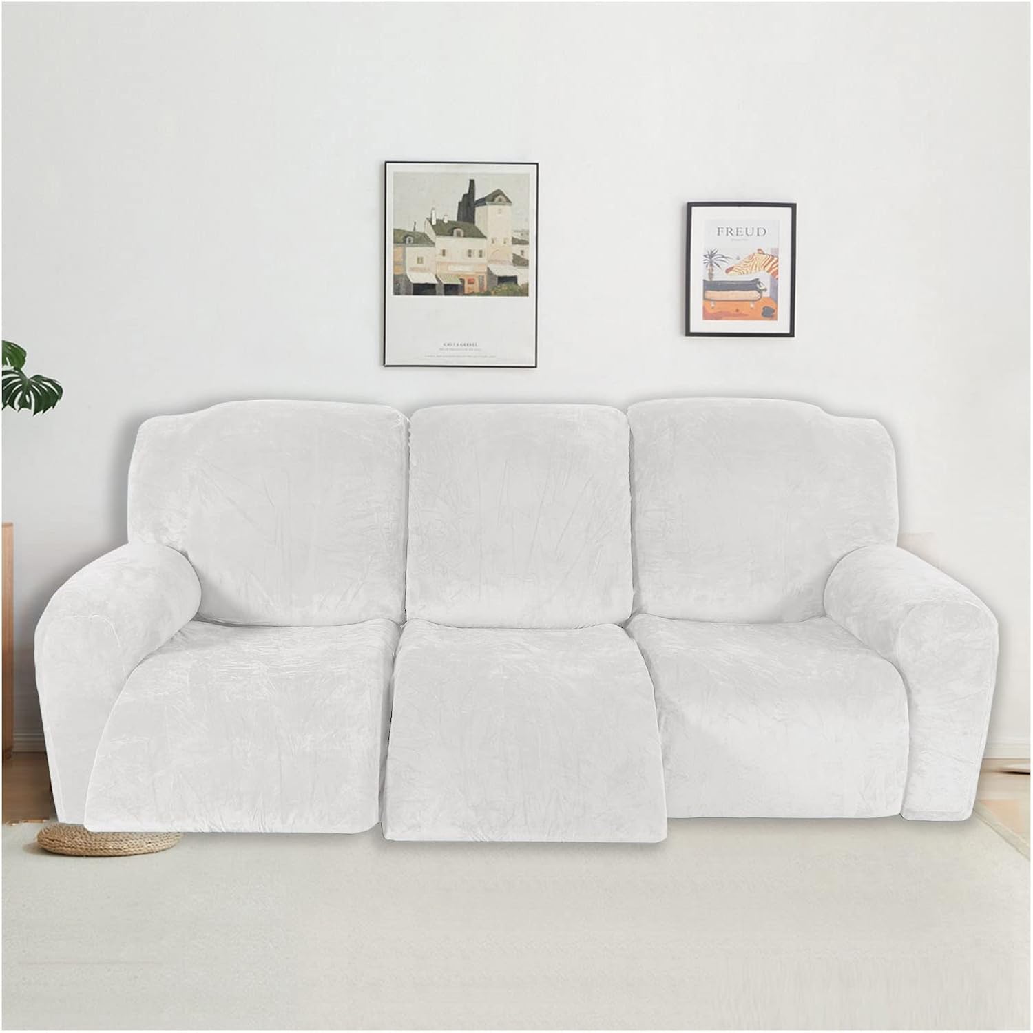 8-Piece Stretch Recliner Chair Covers Velvet, Recliner Covers for 3 Seater Recliner Chair Recliner slipcover Soft Non-Slip Recliner Chair Cover ​Armchair ​Sofa Cover Suitable for Recliner Armchair