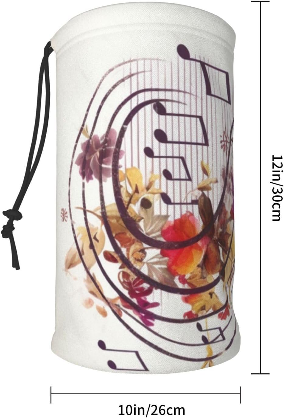 Neck Warmer Winter, Musical Note Floral Print For Cold Weather Winter Face Mask,Thick Warm Neck Gaiter Face Scarf,For Men Women Skiing Cycling - With Rope