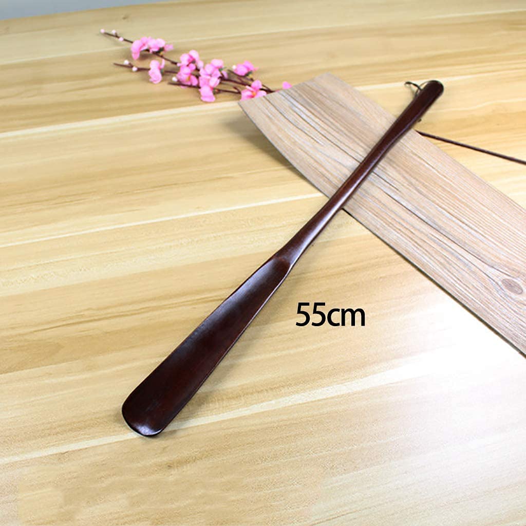 Calzador de madera con cuerda for colgar, ayuda for vestir botas y zapatillas, mango largo y corto.
