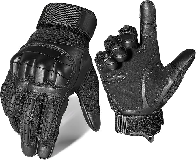 Tactical Gloves for Men | Full Finger Military Combat Gloves with Hard Knuckle Protection, Touchscreen Riding Gloves for Biking, Hunting & Outdoor Sports (Black, XL)-image-14