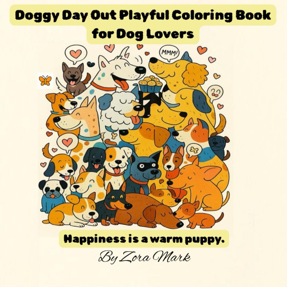 Doggy Day Out Playful Coloring Book for Dog Lovers: Happiness is a warm puppy.