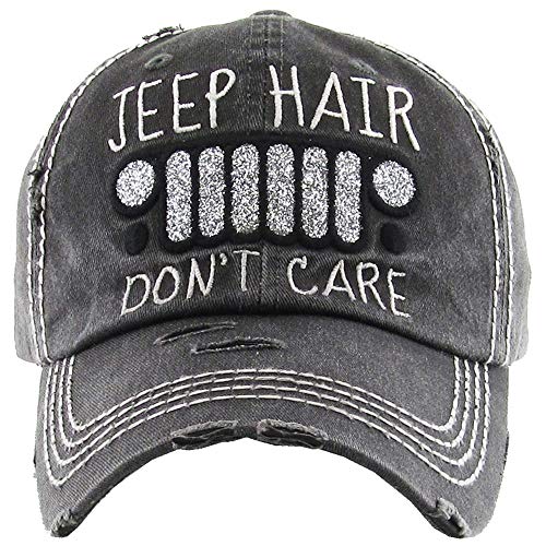 H-212-JHDC06 Distressed Baseball Cap Vintage Dad Hat - Jeep Hair Don't Care