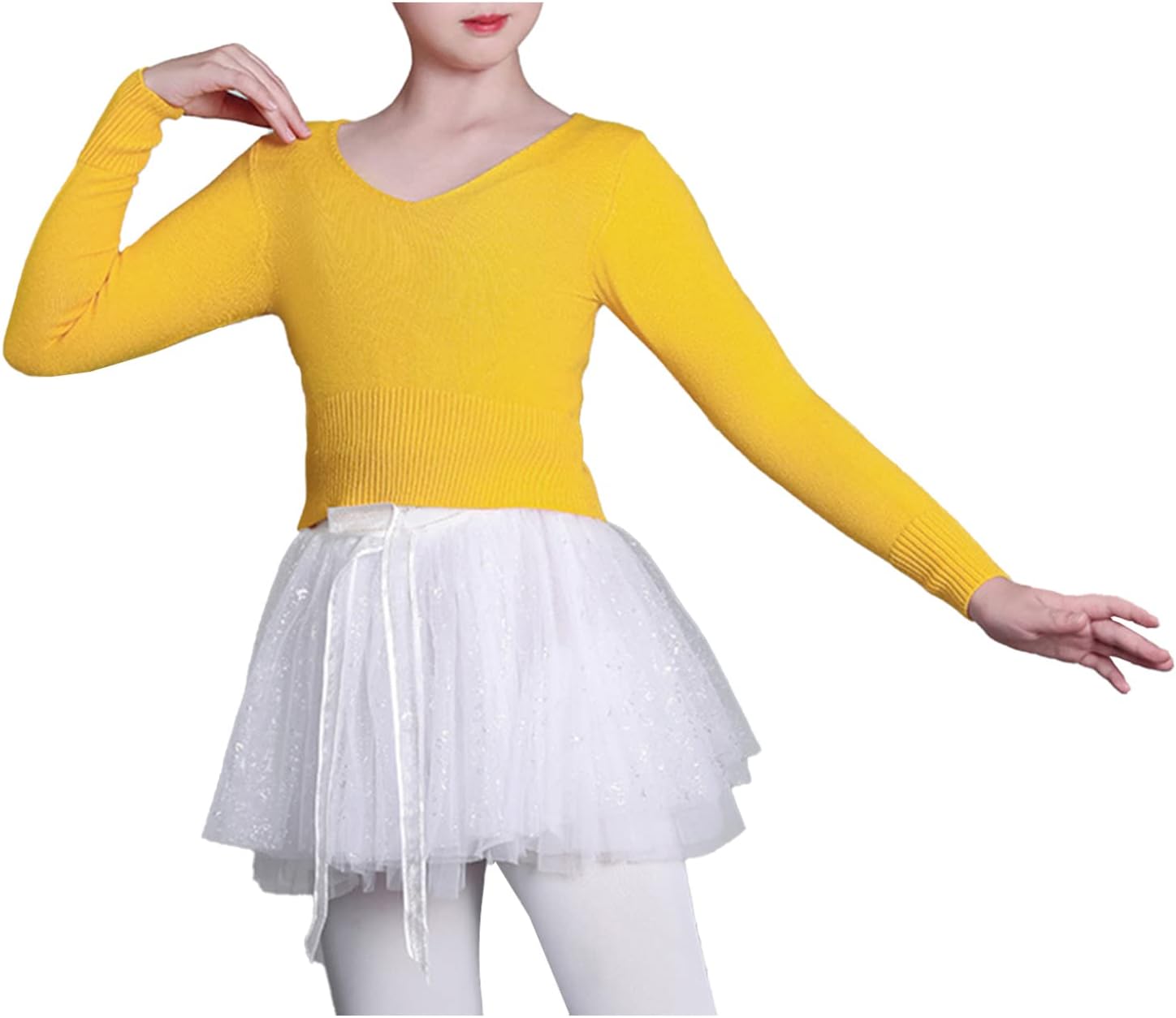 Oyolan Kids Girls Classics Long Sleeve Ballet Dance Wrap Top Cardigan Knitted Cotton Sweater Cardigan