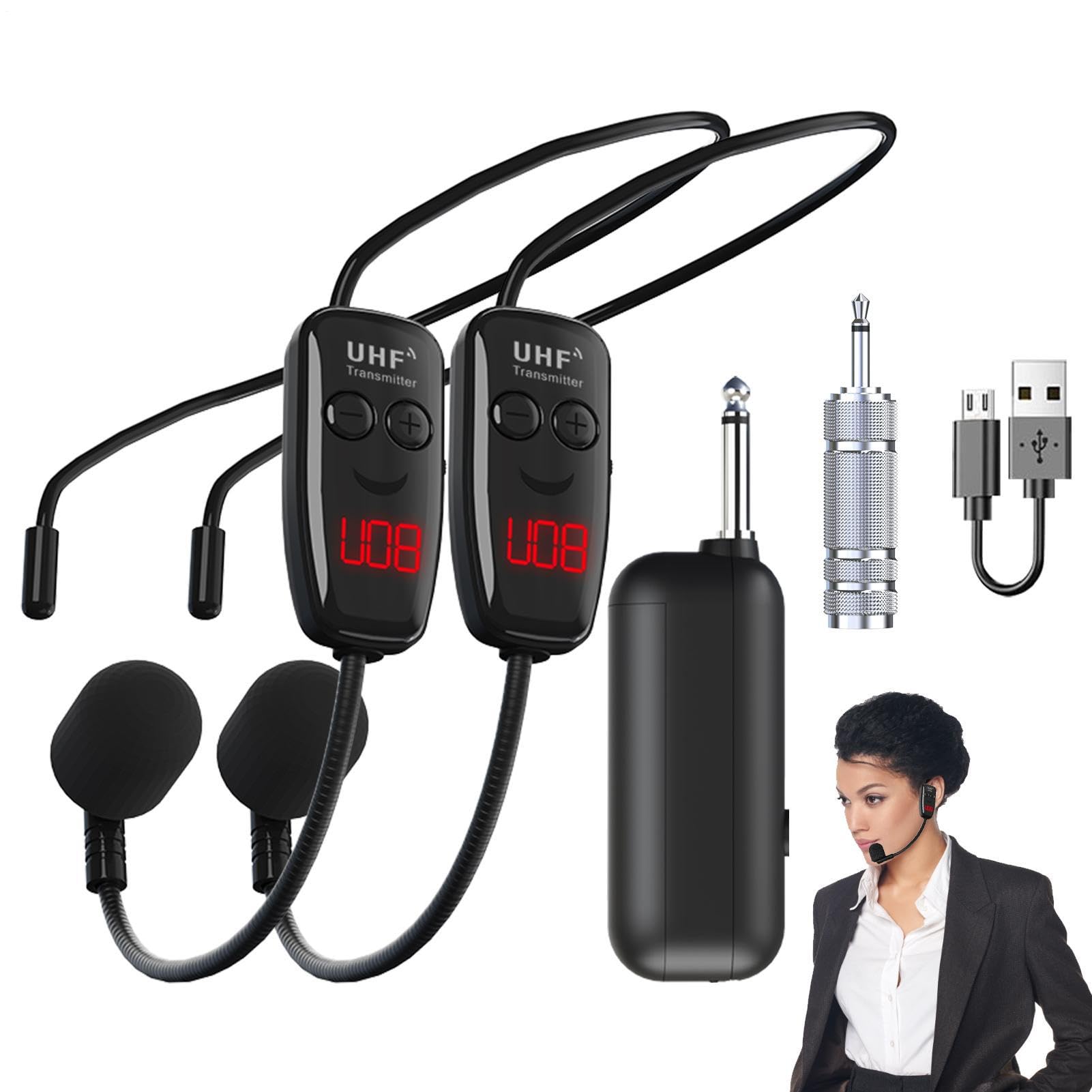Microfono per fitness – microfoni wireless da palestra, microfono portatile ad archetto, di acquisizione vocale a prova di sudore, ricevitore trasmettitore audio ricaricabile, attrezzatura di