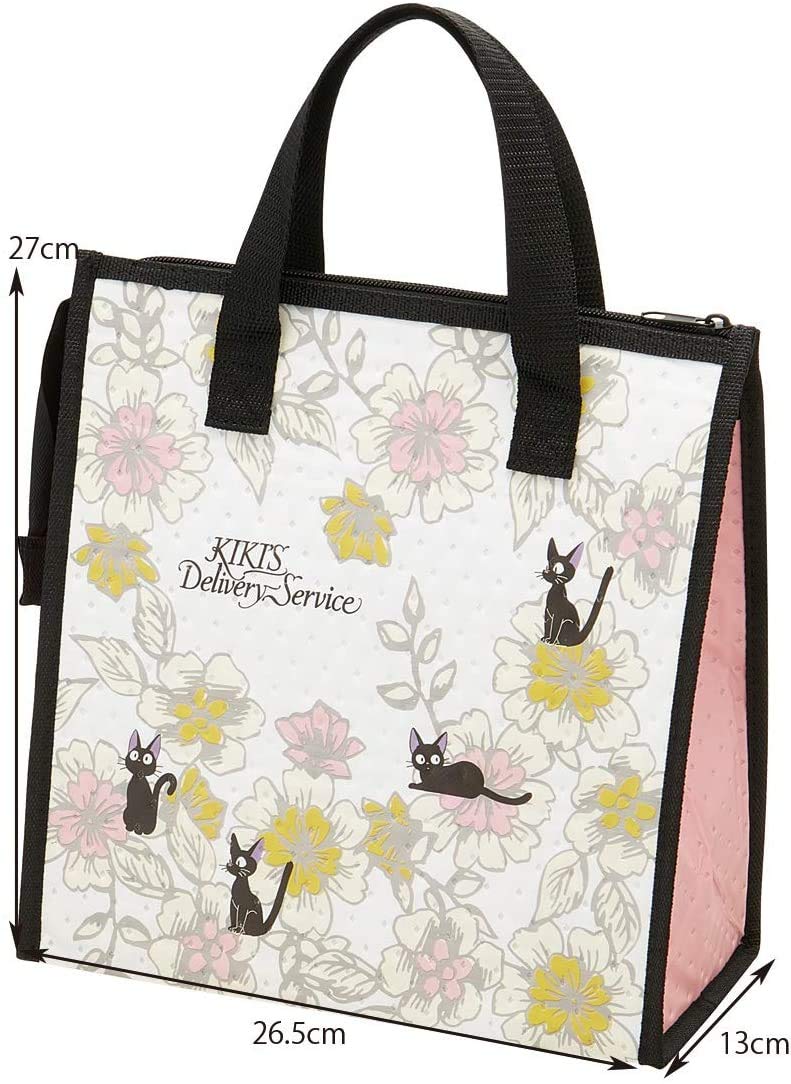 SKATER FBC1-A Sac à déjeuner isotherme, sac fourre-tout, 26,5 x 13 x 27 cm, importé du Japon, Studio Ghibli Kiki's Delivery Service Jiji Pink Elegance, rose, noir