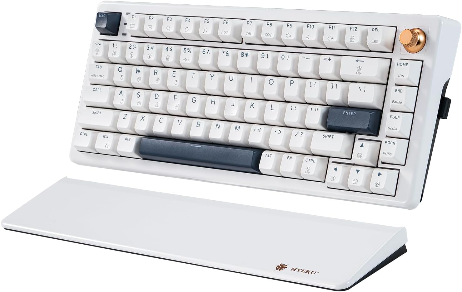 Hexgears 75% Wireless Mechanical Keyboard with Knob, Hot Swappable Creamy Keyboard with Wrist Rest, Pre-lubed Linear Switches, 2.4GHz/Type-C/BT5.0, RGB Backlit Gaming Keyboards for Win/Mac (White)