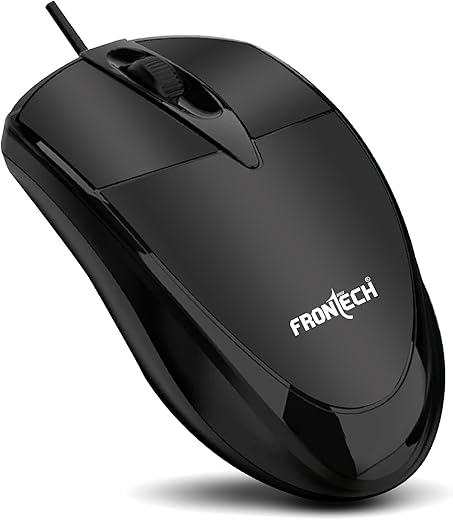 FRONTECH Premium 3-Button USB Wired Mouse | 1000 DPI Optical Sensor | Plug & Play | Compatible with PC/Laptop/Tablet | 1-Year Warranty (MS-0047)