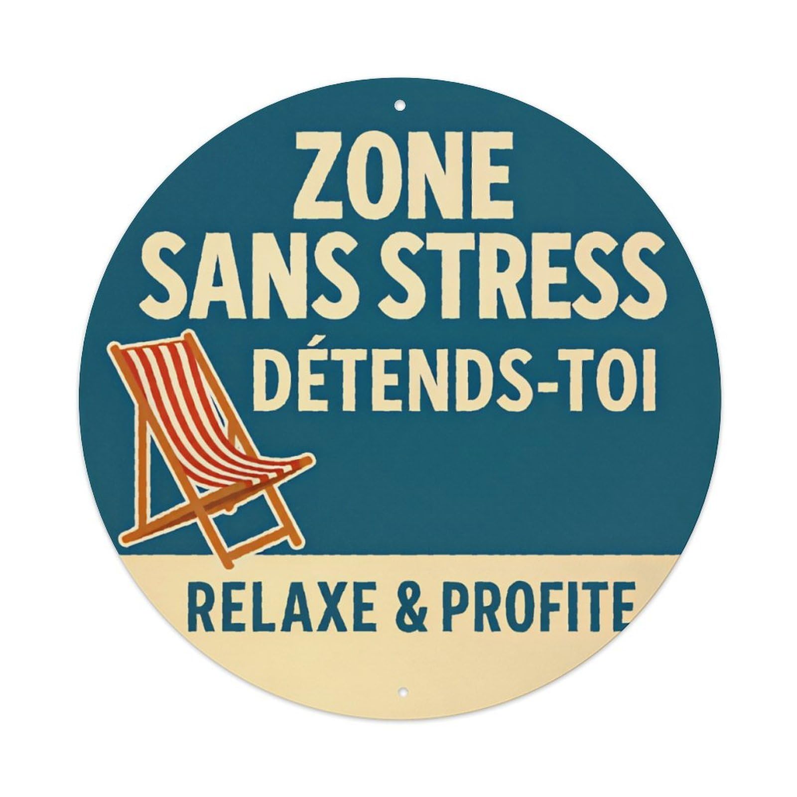 French Beach Chair Text Aluminium Sign 20x20cm