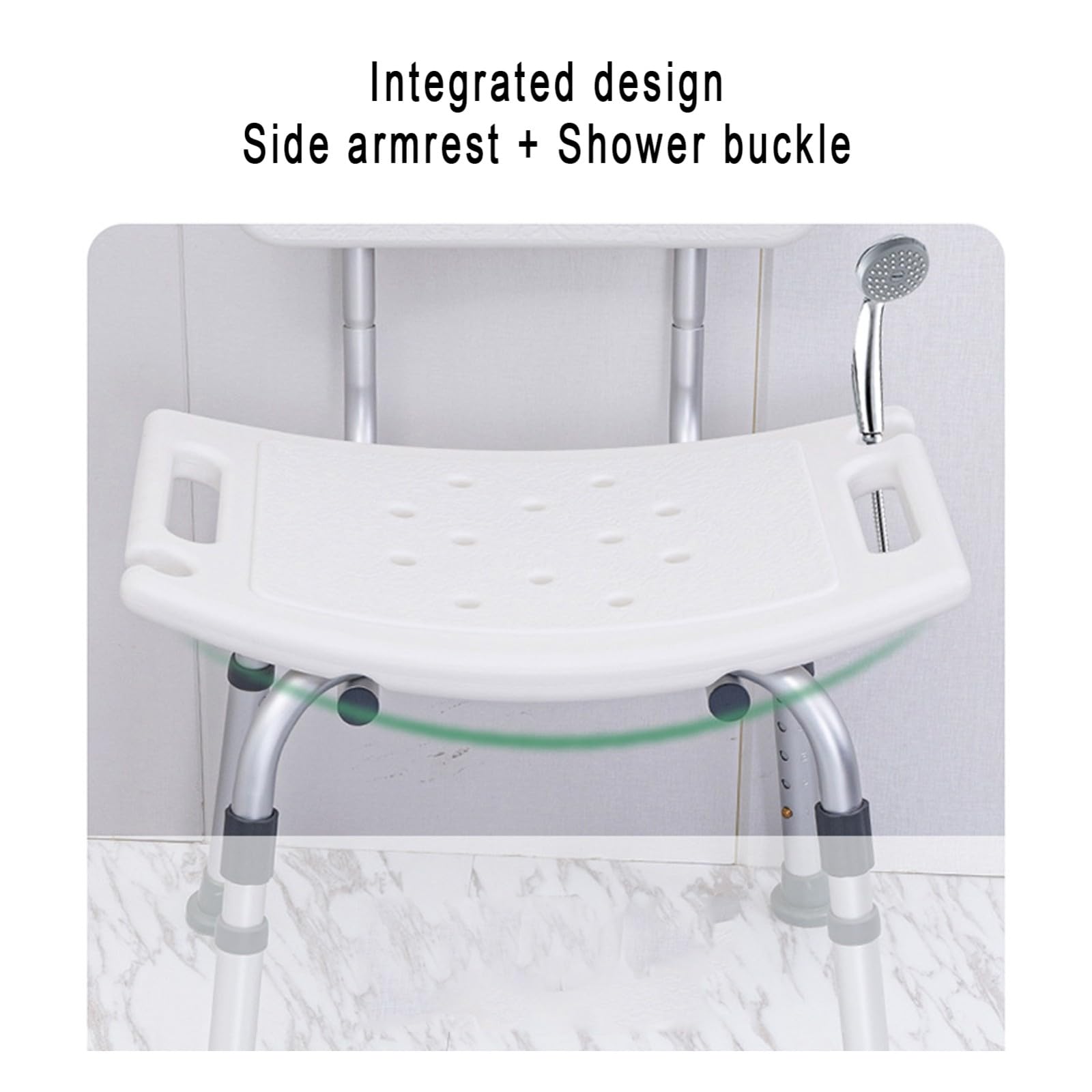 Silla De Ducha para Personas Mayores, Asiento De Ducha con Respaldo, Silla De Ducha Soporta hasta 120 Kg, Altura Regulable, Silla De Baño con Almohadillas Antideslizantes para Discapacidad