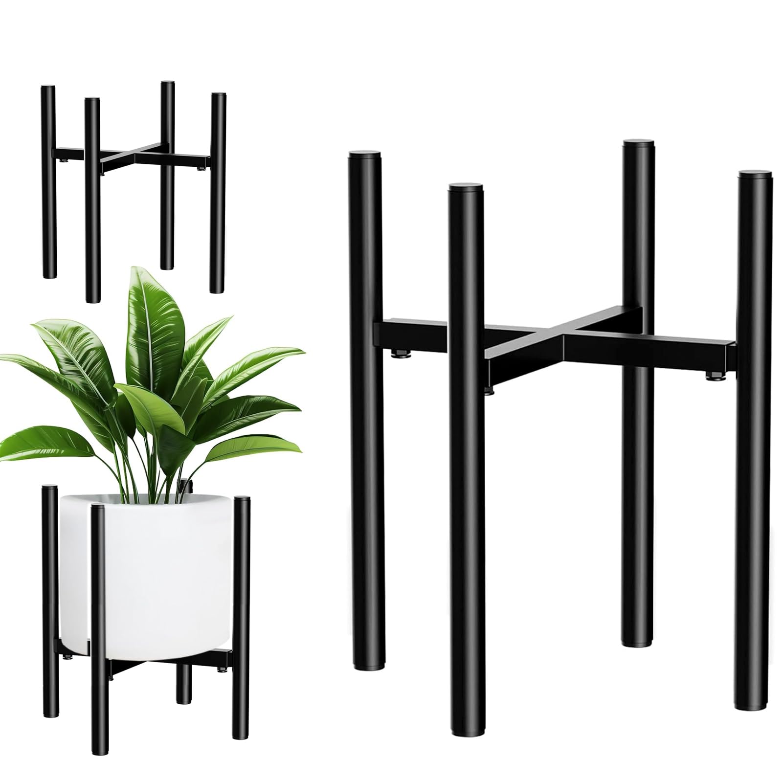 Stojak na Rośliny, Regulowany Stojak na Kwiaty, Czarny, 21-35 cm, do Małych Przestrzeni, Elegancki Uchwyt na Kwiaty, na Patio, Balkon