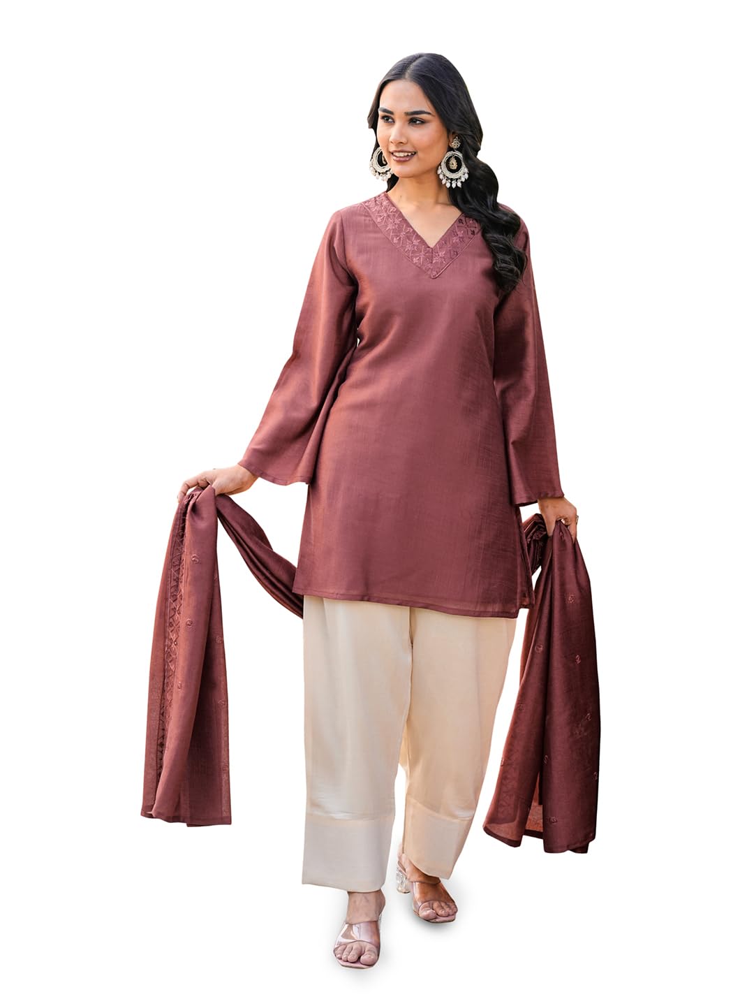 womanista Elegant Rust Kurta set for Women with dupatta || Embroidered Kurta for Women || Farshi Salwar set (Kurtaset_1544_Rust_L)-picture-18