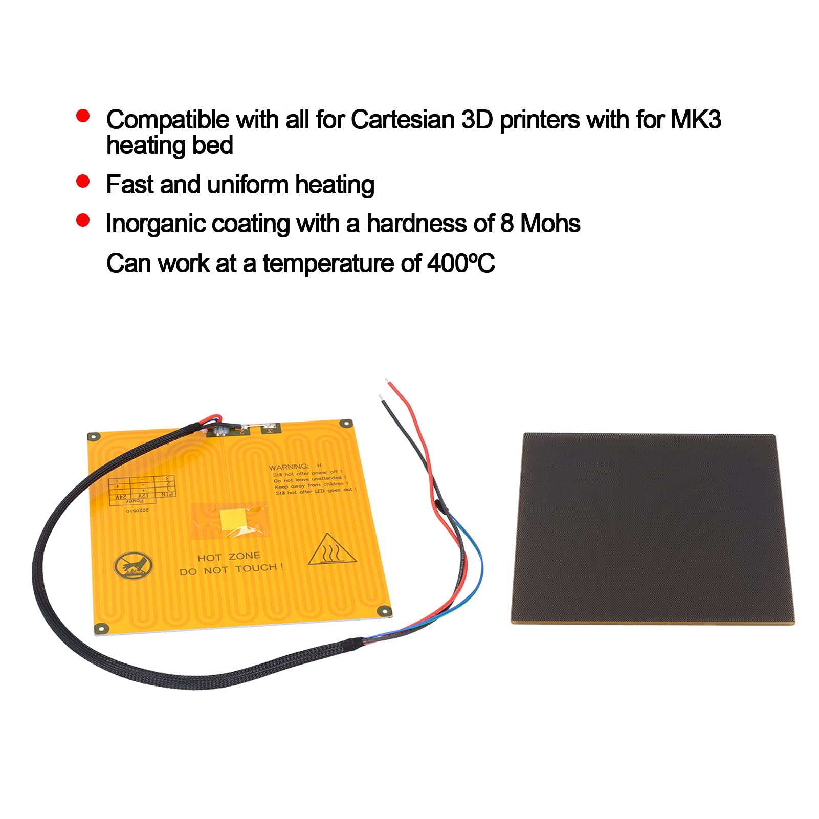 1 Pièce Lit Chauffant Pour Imprimante 3D à Base En Aluminium, Plaque De Verre Avec Substrat En Aluminium, Lit Chauffant Pour Imprimante 3D 200 X 200, Pour Imprimante 3D