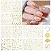 EBANKU 12 Fogli Oro Nail Art Sticker, Stella Luna Linea della catena Adesivi Unghie, 3D Consigli per unghie autoadesivi Decorazioni per Manicure Fai-Da-Te per Donne