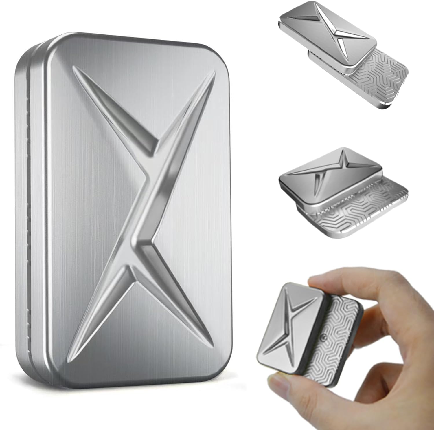 SKEDC Mountain Metal Fidget Slider ,Fidget Slider for Adults, Executive Desk Toy Fidgets for Adults, Stress Relief Gift for ADHD/ADD/Autism (1st Gen Silver)