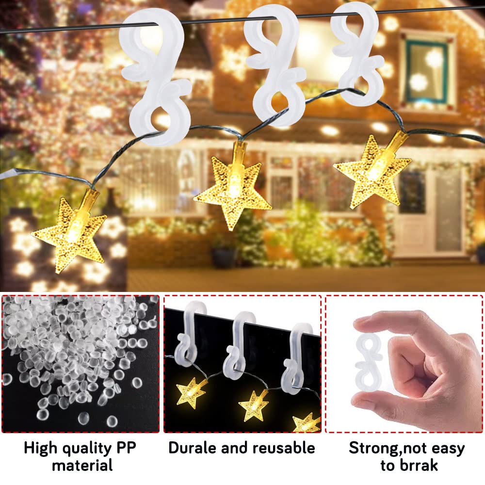 Kraft & Co Dachrinnenhaken 100 Stück – Weiß, Für Lichterketten & Weihnachtsdekoration