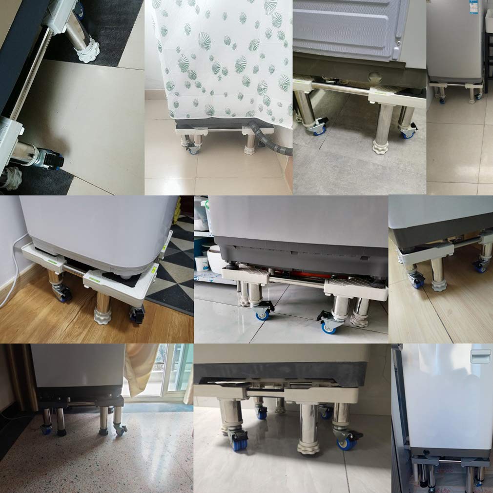 Räder Roller Trolley Waschmaschine Ständer Mobile Waschmaschine Sockel & Rahmen Teleskop Länge/Breite 45-65cm Trockner und Kühlschrank Universal High Rack Bear Load 400kg