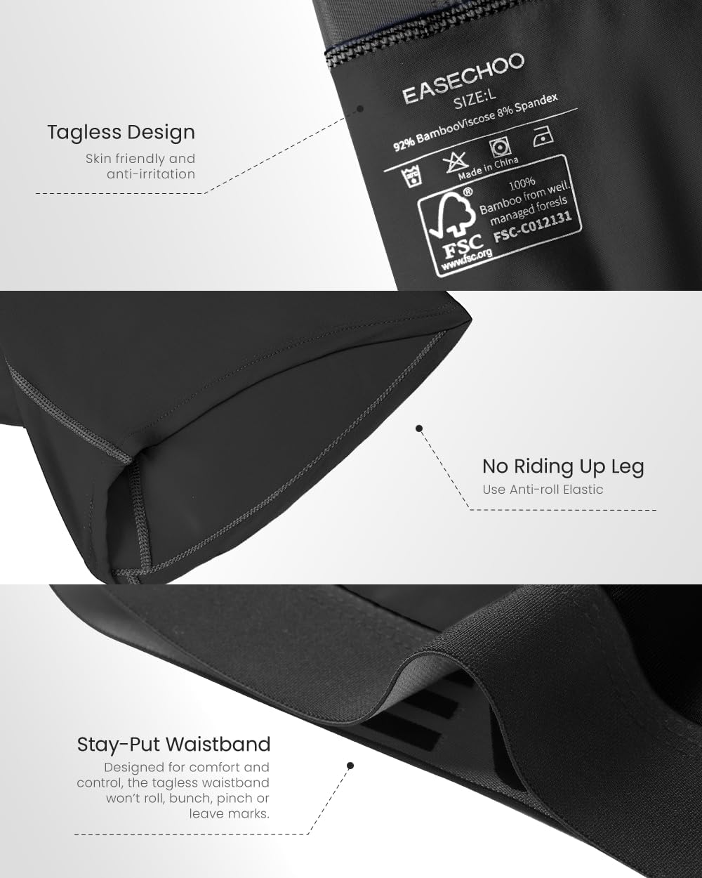 Men's Underwear,Rayon Made from Bamboo Men Boxer Briefs,Ultra Soft,Breathable,No Riding Up Leg,7 Pack - Image 6