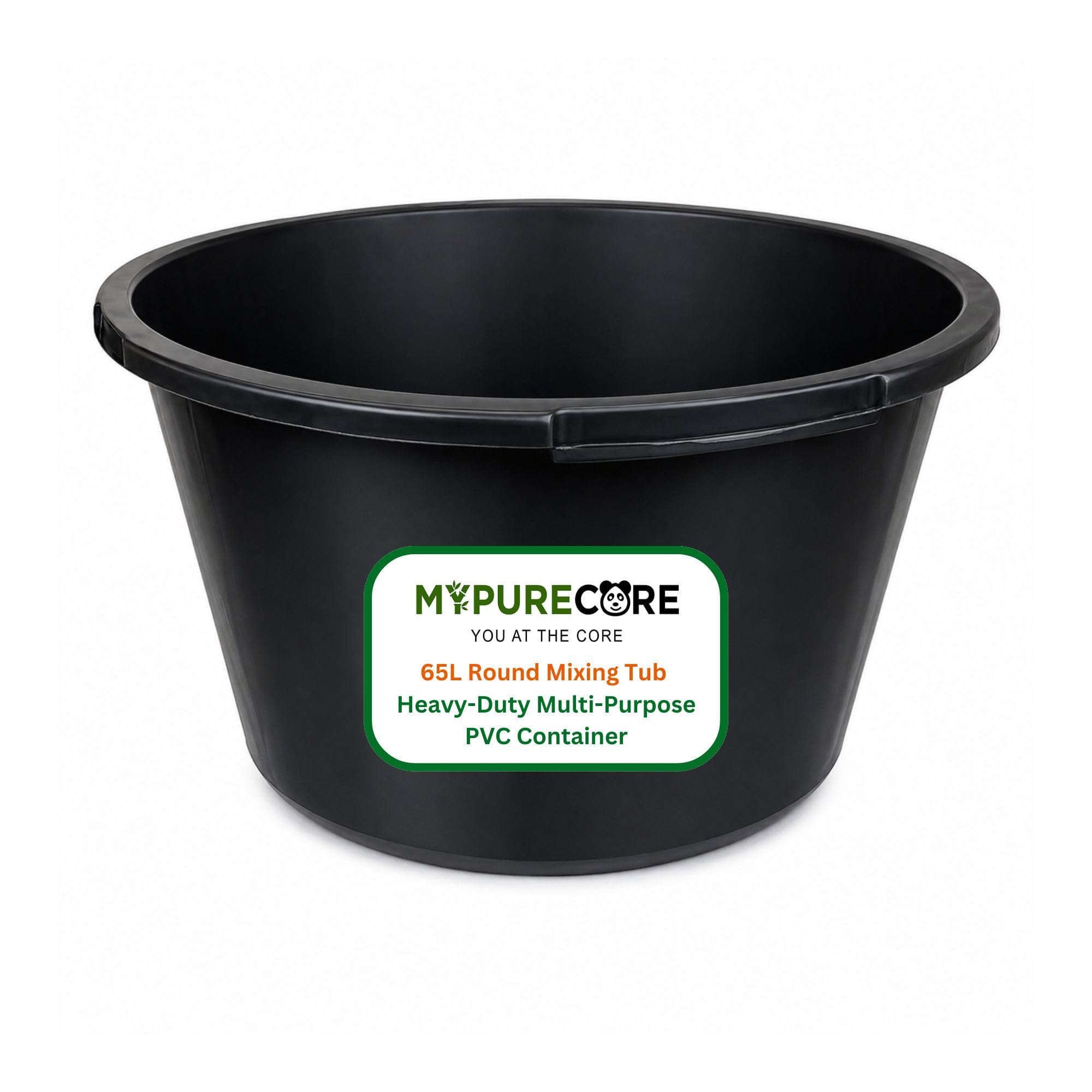 MYPURECORE Round Mixing Tub – Heavy Duty Plastic Utility Tub for Mortar, Plaster, Cement, Fillers, Gardening, Storage & DIY – Multi-Purpose PVC Container (45L / 65L / 90L) (65L)