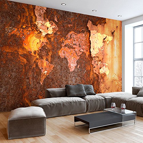 murando Fotomurales 350x256 cm XXL Papel pintado tejido no tejido Decoración de Pared decorativos Murales moderna de Diseno Fotográfico Mapamundi Mapa Mundi Continente k-C-0059-a-a