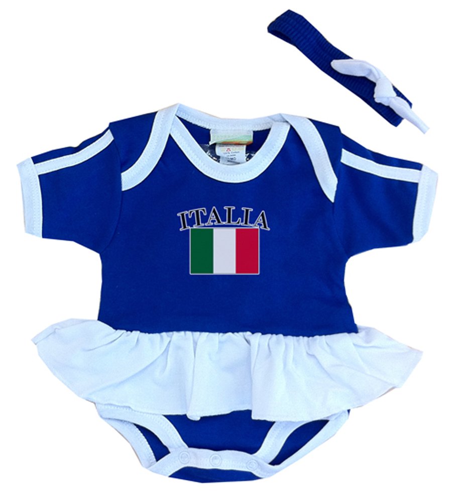 PAM GM Italy Baby Girl Soccer Ruffle Bodysuit