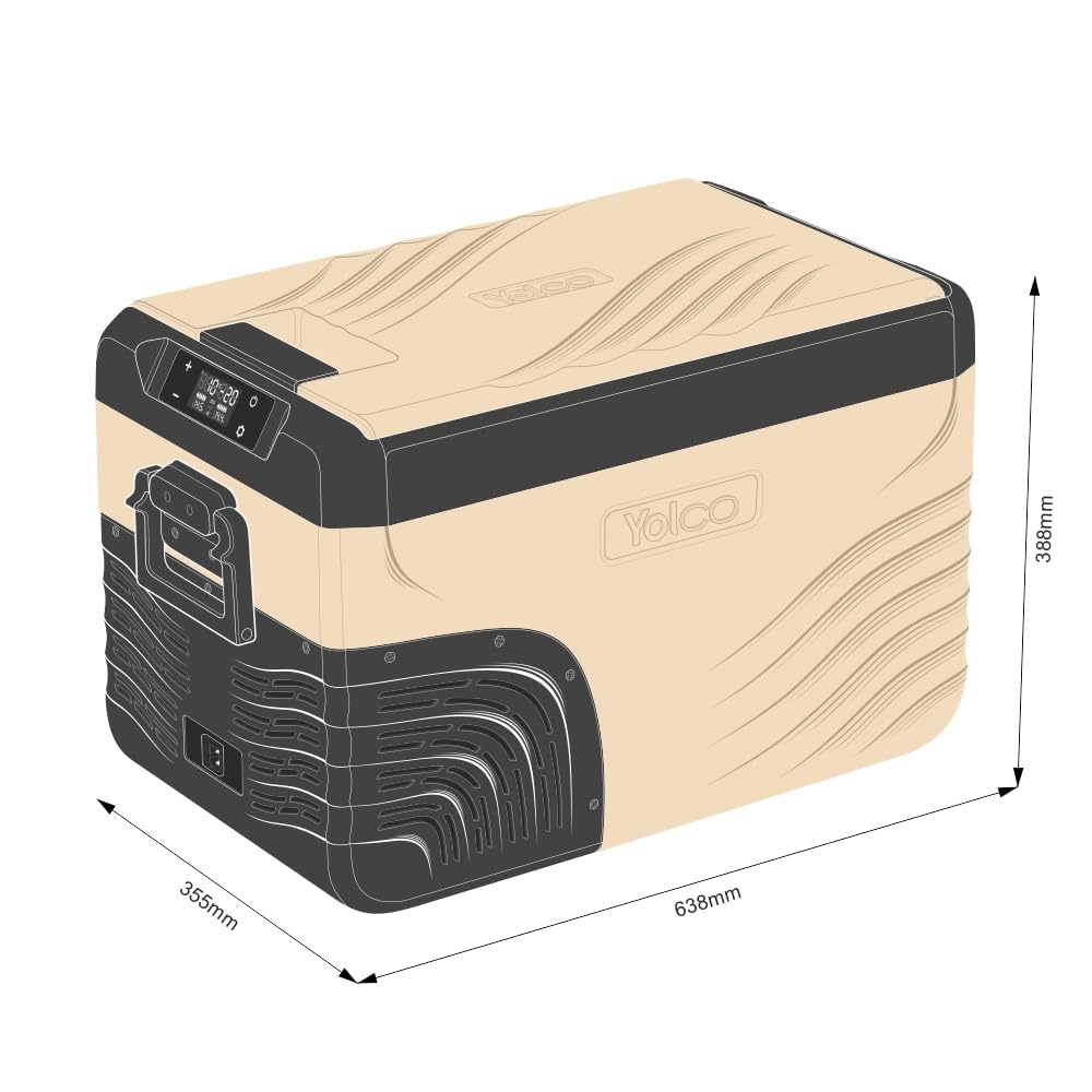 Yolco KX30 piaskowa lodówka podróżna z kompresorem, 28 l, Dual Zone, od -20°C do +20°C, 12/24 V i 230 V, aplikacja Bluetooth, przenośna lodówka samochodowa na kemping, Vanlife i podróże