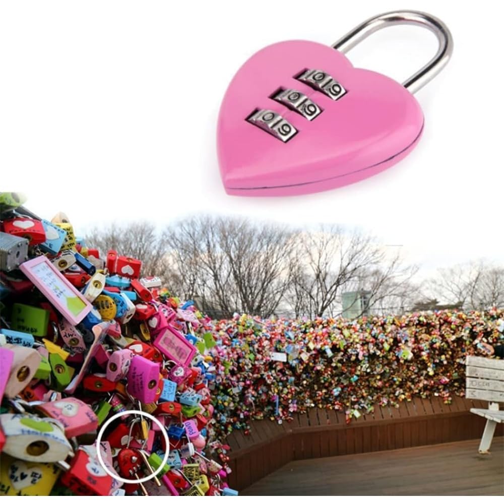 Pink Heart Shape Combination Padlock – Mini 3-Digit Resettable Code Lock For Lockers, Bags, And Storage