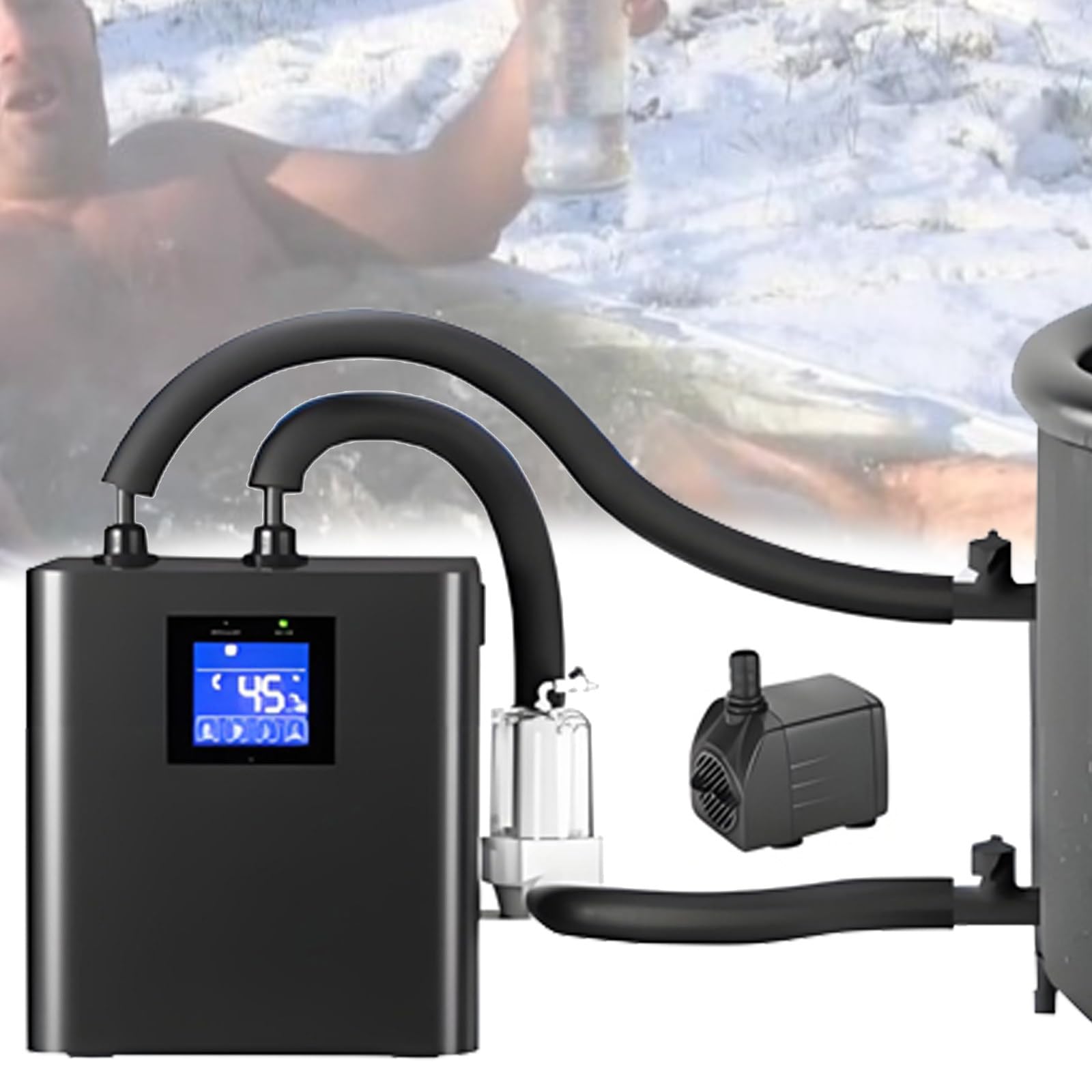 Enfriador de Agua para baño de Hielo - Enfriador de inmersión fría 0.3P con Bomba y Filtro, mangueras aisladas Que mejoran, Enfriador de Agua de recuperación para Atletas