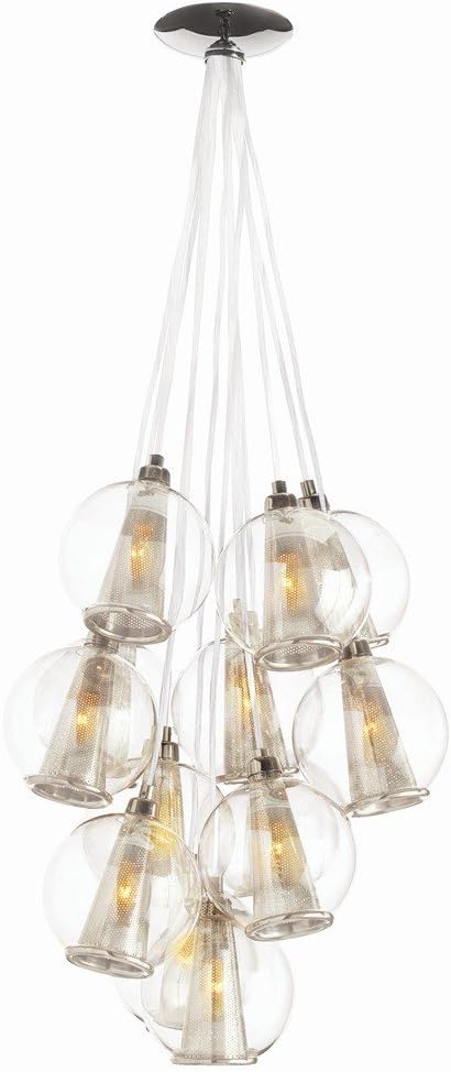 Arteriors DK89921 - Fixed Small Glass Cluster - 13 Light - 6 in. Globes - Polished Nickel/Clear Glass Finish - Caviar Collection