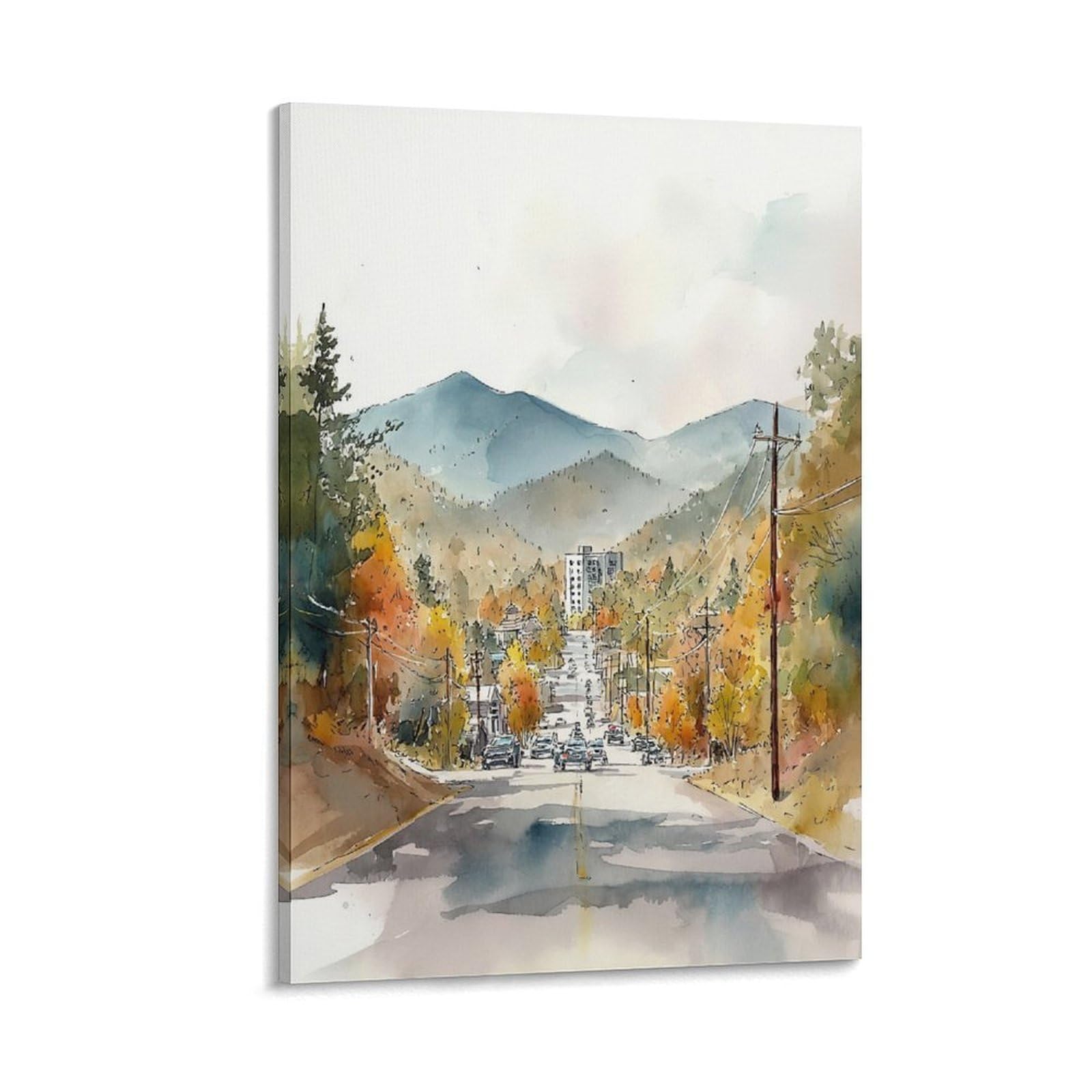 XWYMXZ Flagstaff Arizona Watercolor Art Print Scenic Travel Posters 24x36inch(60x90cm) Vintage Watercolor Canvas Art