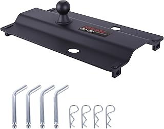 25000 lbs Gooseneck Ball Plate Fit for 5th Wheel Rails, Gooseneck Adapter Hitch for Pickup Truck Bed Trailer Towing, 2-5/16-Inch Ball, Fits Industry-Standard Rails,Carbide Black Powder Coat