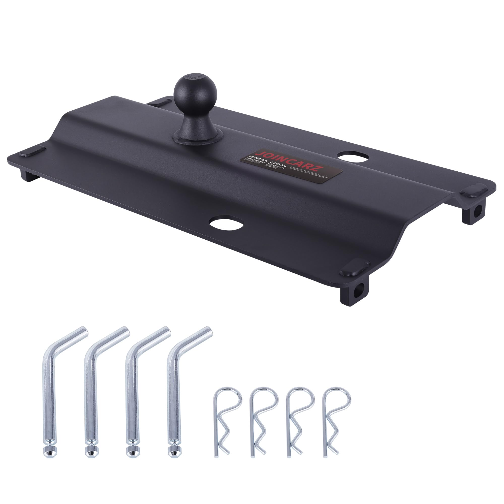 25000 lbs Gooseneck Ball Plate Fit for 5th Wheel Rails, Gooseneck Adapter Hitch for Pickup Truck Bed Trailer Towing, 2-5/16-Inch Ball, Fits Industry-Standard Rails,Carbide Black Powder Coat