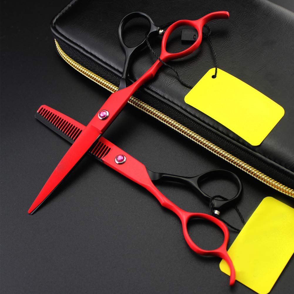 Ciseaux de Coiffure et à effiler 6 Pouces pour Salon de Coiffure, Coupe pour gaucher, Coffret Cadeau avec Pochette, Toothcut6inch (Un Ensemble de 6 Pouces) Toothcut6i