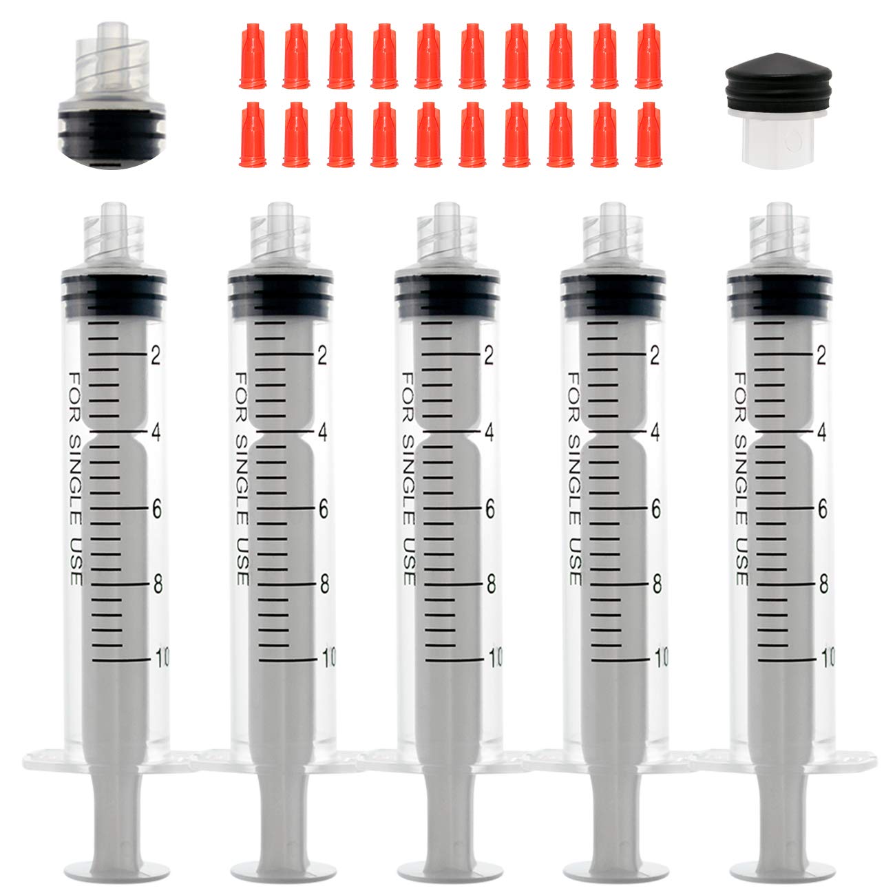 20pcs 10ml Plastic Syringes Luer Lock Syringe with Cap, 10cc Capacity