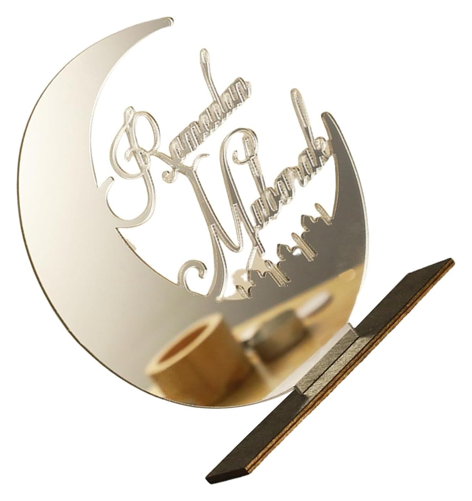 Ptrecniok Ramadan Decorations For Home Table， Islamics Eid Festival Moon Acrylic Table Sign Ornament For Ramadans Muslims Party(Silver)