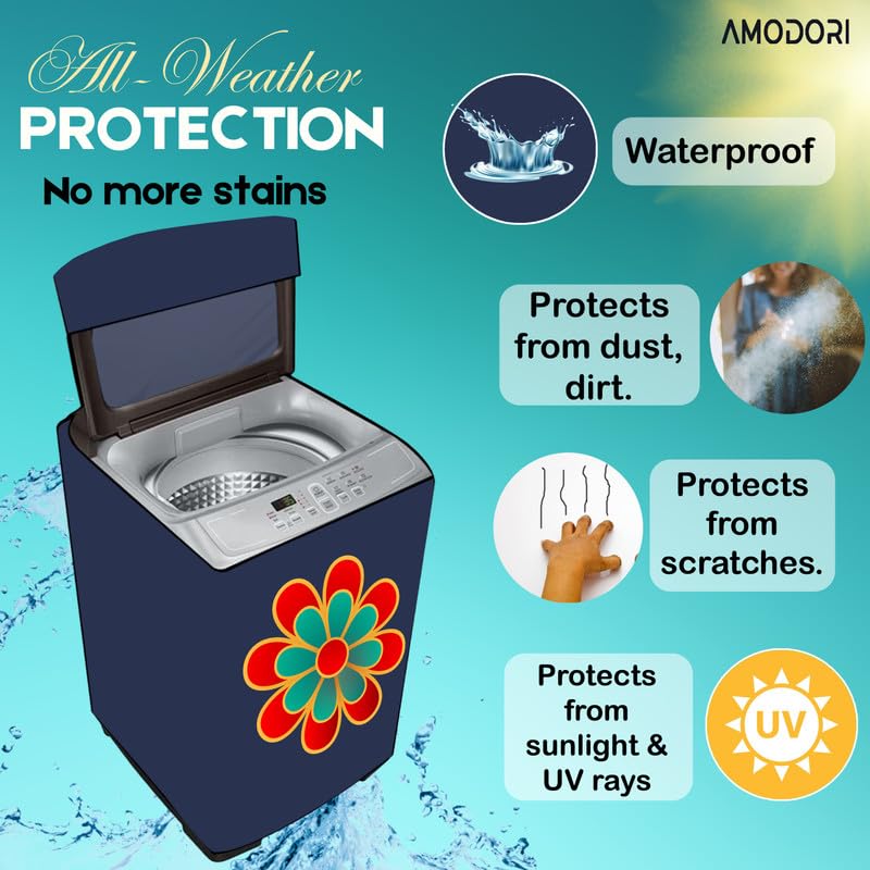 Image of Top-load washing machine cover Compatible for LG & SAMSUNG 8.5 Kg to 10KG Solid Blue chinese element isolated print