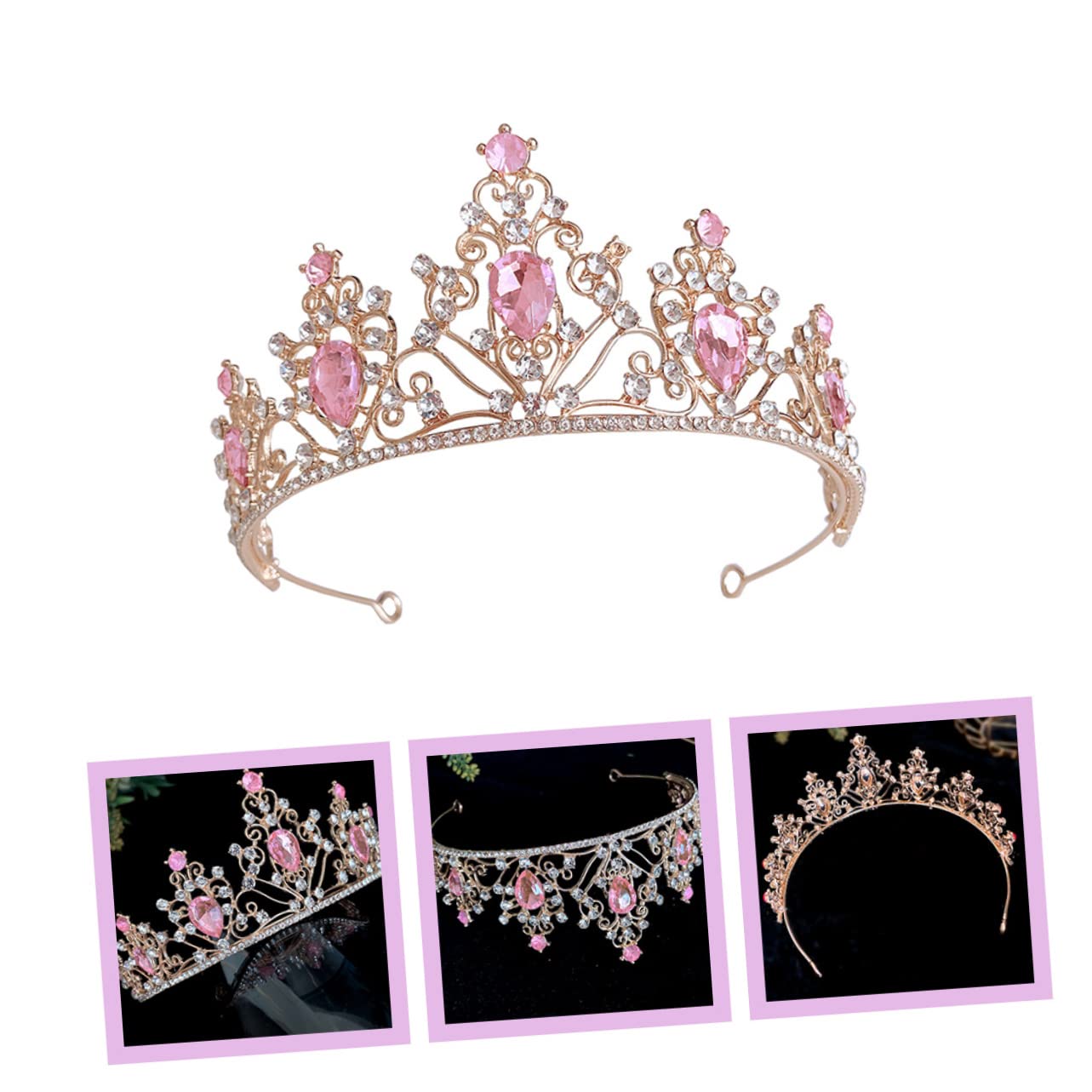 minkissy 2 piezas de corona de cristal con diamantes de imitación, accesorios para el cabello para niñas, accesorio para el cabello para mujeres, joyería para el cabello, corona de diamantes de